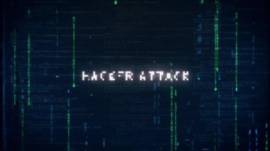Hacker Saldırısı bilgisayar hatası ve bir bilgisayar programı üzerindeki gürültü efektleri.