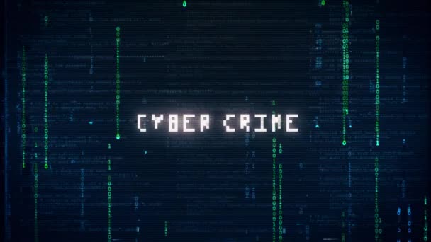 Cyber Crime Warning Computer Hacking Cyber Crime Warning Message Glitch — Stock Video