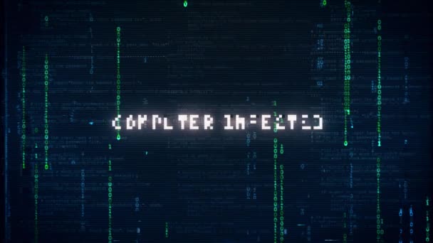 Computer Infected Notification Error Message Glitch Text Noise Background Effect — Stockvideo