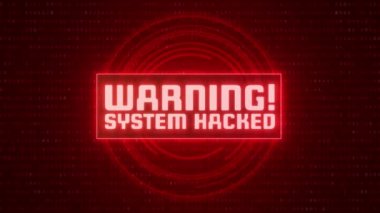 Sistem hacklendi. Sistem bilgisayar hackleme uyarı mesajını hackledi. Bilgisayar sistemi hata efektleri ve bilgisayar ikili kırmızı arkaplanı ile uyarı uyarısını hackledi.