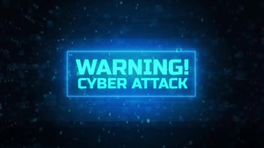 Siber saldırı uyarısı. Siber saldırı bilgisayarı hackleme uyarı mesajı. bilgisayar siber saldırı uyarı uyarısı hata efektleri ve bilgisayar ikili arkaplanı