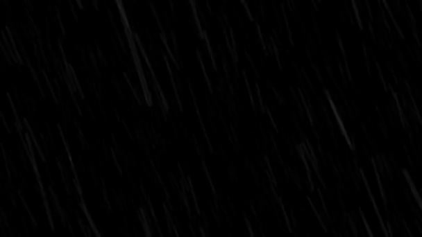Caduta Gocce Pioggia Animazione Tempo Reale Schermo Nero Verde Senza — Video Stock
