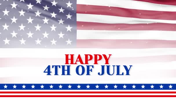Szczęśliwego Dnia Niepodległości Lipca Witając Animowane Tło Amerykańską Flagą Czwarty — Wideo stockowe