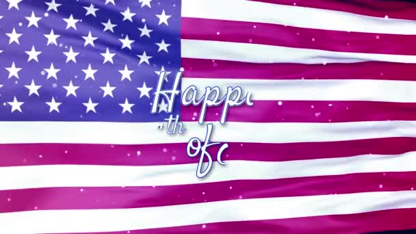 Feliz Julio Día Independencia Saludo Fondo Animado Con Bandera Americana — Vídeo de stock