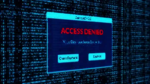 Access Denied Notification Check Payment Decrypt System Files Concept Binary — Vídeos de Stock