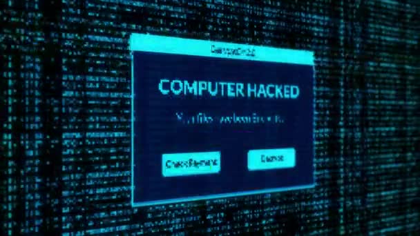 Computer Hacked Notification Check Payment Decrypt System Files Concept Binary — 图库视频影像