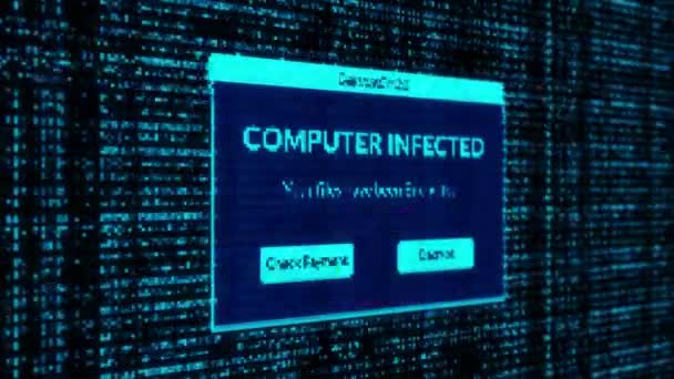 Computer Infected Notification Check Payment Decrypt System Files Concept Binary — ストック動画