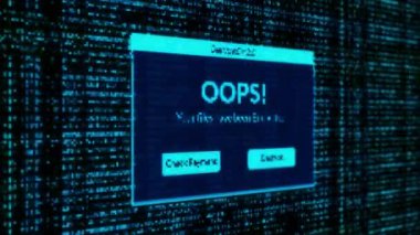 OPS! Sistem dosyalarının ikili kod arkaplan konsepti için ödeme uyarısı ve denetimi