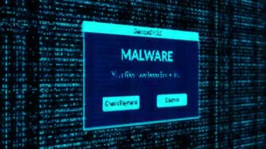 Malware notification and check payment for decrypt system files concept with binary code background