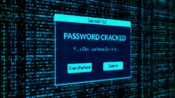 Password Cracked Warning Check Payment Decrypt System Files Concept Binary – Stock-video