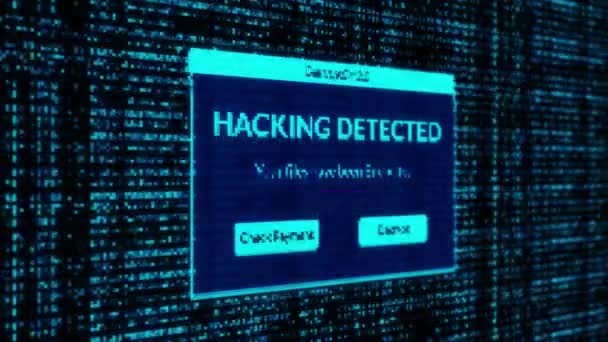 Hacking Detected Notification Check Payment Decrypt System Files Concept Binary — Vídeos de Stock