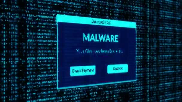 Malware Notification Check Payment Decrypt System Files Concept Binary Code — Vídeos de Stock