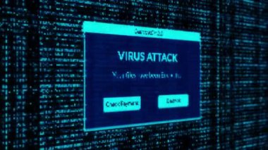 Virus Attack Notification and check payment for decrypt system files concept with binary code background