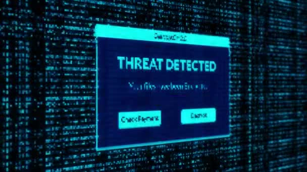 Threat Detected Notification Check Payment Decrypt System Files Concept Binary — Vídeos de Stock