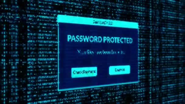 Password Protected Notification Check Payment Decrypt System Files Concept Binary — Vídeos de Stock
