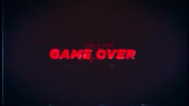 Video oyunları ekranı için metin hatası efektleri üzerine oyun. Hata arkaplanlı Retro metin efektleri üzerinden oyun