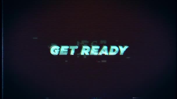 Get Ready Text Glitch Effects Concept Video Games Screen Start — Stock video