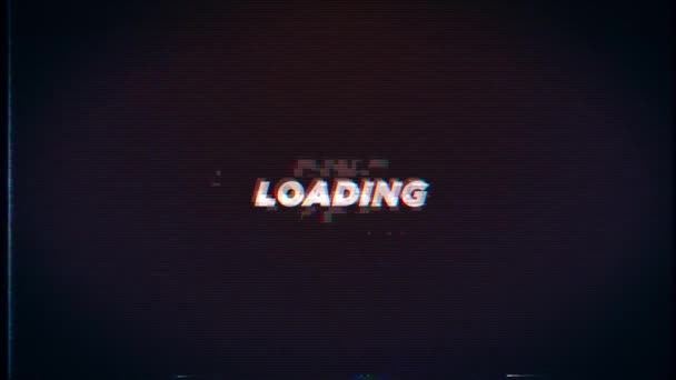 Loading Text Glitch Effects Concept Video Games Screen Loading Retro — Stockvideo