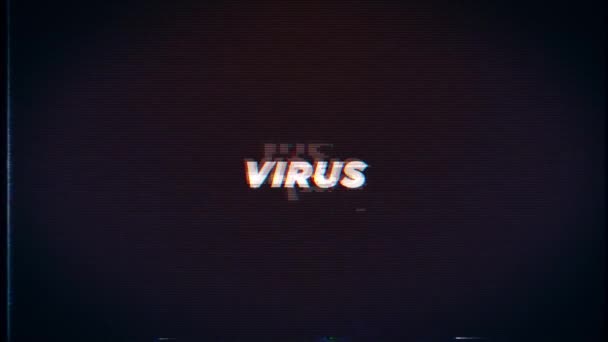 Virus Benachrichtigungsfehler Mit Pannen Effekten Über Bad Screen Hintergrund — Stockvideo