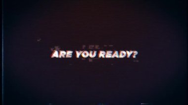 Video oyunları ekranı için metin arızası efekti konsepti hazır mısınız? Hata arkaplanlı START Retro metin efektleri