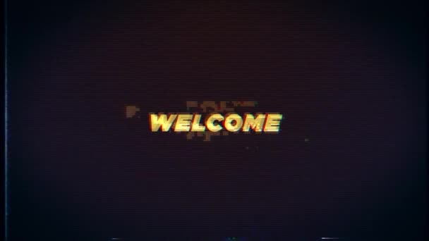 Welcome Text Glitch Effects Bad Screen Background — Stok video