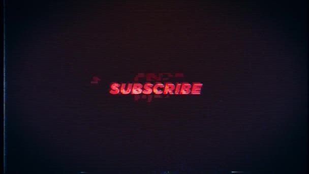 Subscribe Text Glitch Effects Bad Screen Background — Stock Video
