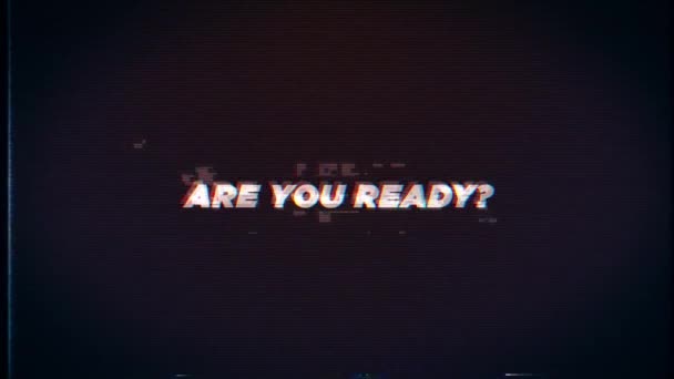You Ready Text Glitch Effects Concept Video Games Screen Start — Vídeo de Stock