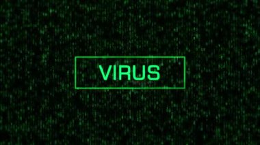 Bilgisayar İkili Arkaplanı Hakkında VIRUS Bildirimi Uyarısı. İkili Kod ve Matris Arkaplanı ile Bilgisayar VIRUS Kavramı