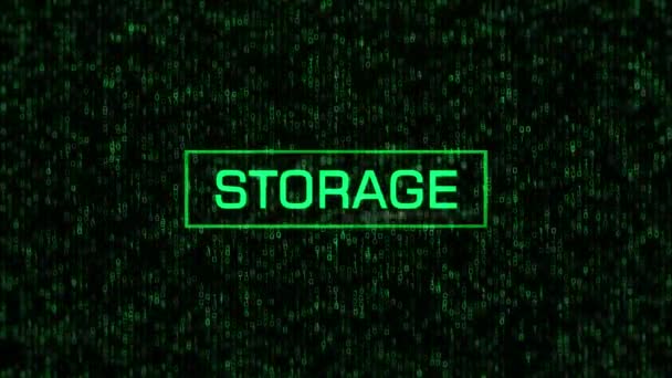 Storage Concept Computer Binary Background Storage Text Binary Code Matrix — стоковое видео