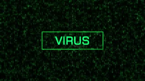 Virus Notification Warning Computer Binary Background Computer Virus Concept Binary — Wideo stockowe