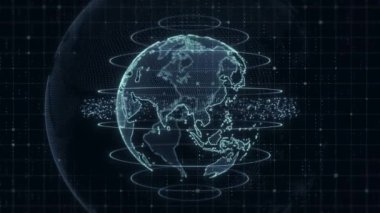 Global world map technology background, big data visualization with digital globe, Conceptual digital grid business background