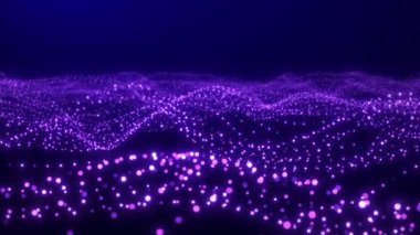 Abstract digital glowing particles wave background. Digital Technology or cyber technology motion background with glowing particles.