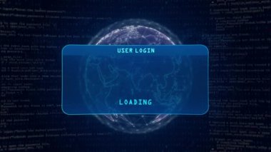 Cyber Attack Warning with User Login Interface Concept over Digital Globe and Computer Hacking Background.
