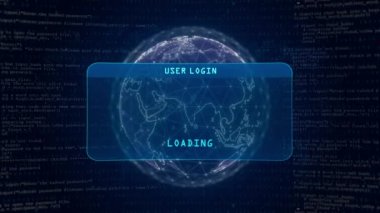 Phishing Attack Warning with User Login Interface Concept over Digital Globe and Computer Hacking Background.