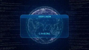 DDoS Attack Warning with User Login Interface Concept over Digital Globe and Computer Hacking Background.