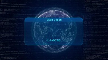 Spyware Detected Warning with User Login Interface Concept over Digital Globe and Computer Hacking Background.