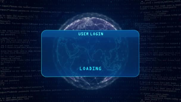 Access Denied Warning User Login Interface Concept Digital Globe Computer — Video Stock