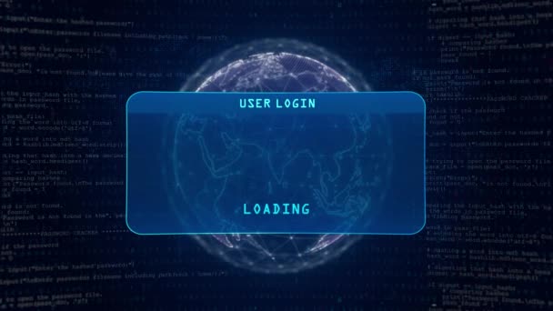 Cyber War Warning User Login Interface Concept Digital Globe Computer — Vídeos de Stock