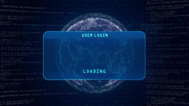 Error 404 Warning User Login Interface Concept Digital Globe Computer — Stok video