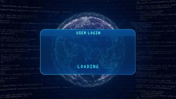 Critical Error Warning User Login Interface Concept Digital Globe Computer — Stock Video