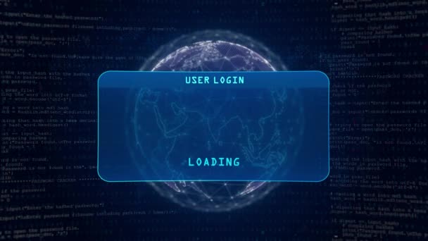 Cyber Security Warning User Login Interface Concept Digital Globe Computer — ストック動画
