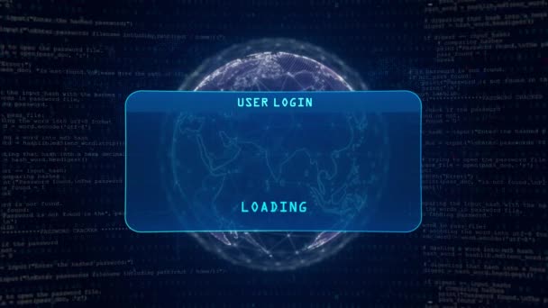 Data Encrypted Warning User Login Interface Concept Digital Globe Computer — Video Stock