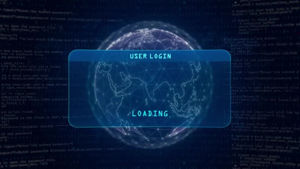 Phishing Attack Warning User Login Interface Concept Digital Globe Computer — Vídeo de stock
