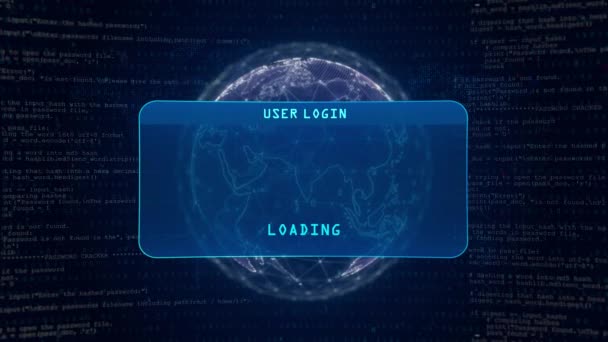 Ransomware Warning User Login Interface Concept Digital Globe Computer Hacking — Video Stock