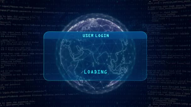 System Breach Warning User Login Interface Concept Digital Globe Computer — Stock Video
