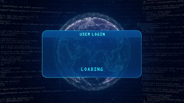Warning Notification Warning User Login Interface Concept Digital Globe Computer — ストック動画