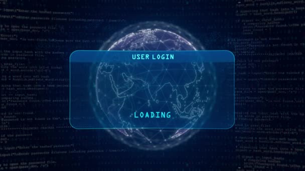 Virus Detected Warning User Login Interface Concept Digital Globe Computer — Stok video