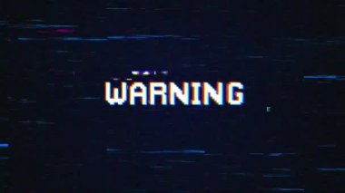 Video oyunları ekranı için hatalı arka plan kavramına sahip UYARI metni. Hata arkaplanlı UYARI Retro metin efektleri.