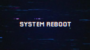 Video oyunları ekranı için arızalı arka plan kavramına sahip SİSTEM REBOOT metni. Hata arkaplanlı SİSTEM REBOOT Retro metin efektleri.