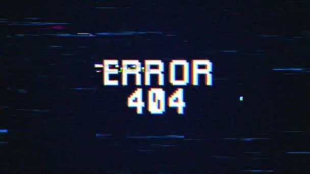 Error 404 Tekst Met Glitch Achtergrond Concept Voor Video Games — Stockvideo